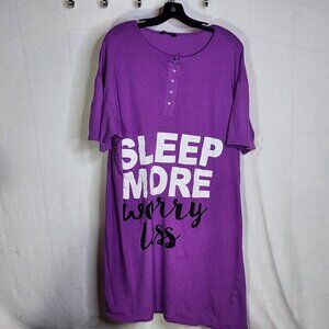 Cocoom Purple Sleep More Worry Less Five Button Stretch Cotton SS Sleep Shirt OS